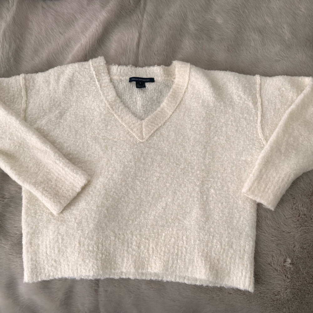 French Connection white boucle sweater